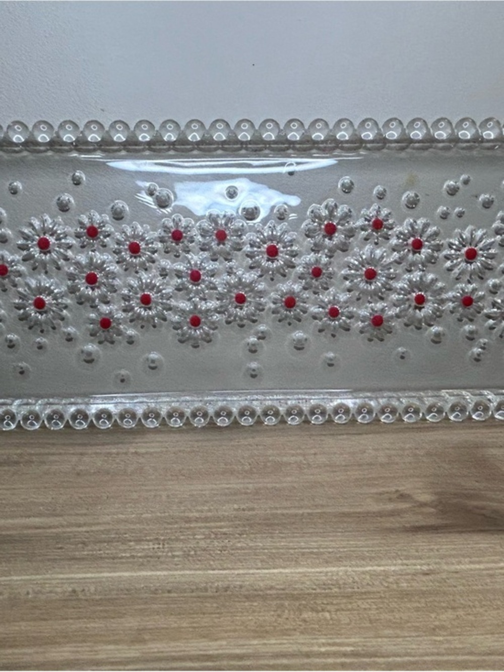 1970s Walther glass rectangular serving tray, West Germany Fabiola series